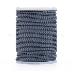 Runde gewachste Polyesterschnur, Taiwan gewachste Schnur, verdrillte Schnur, Stahlblau, 1 mm, ca. 12.02 Yard (11m)/Rolle