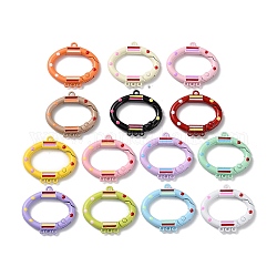 Spray Painted Alloy Spring Gate Ring, Oval with 3 Loops, Mixed Color, 27x30x4mm, Hole: 1.4mm and 1.8mm