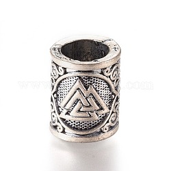 Alloy Bead, Large Hole Beads, Column with Triangle, Antique Silver, 15x12mm, Hole: 8mm
