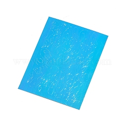 Laser Nail Art Stickers Decals, Self-adhesive, For Nail Tips Decorations, Deep Sky Blue, 8.3x6.2cm