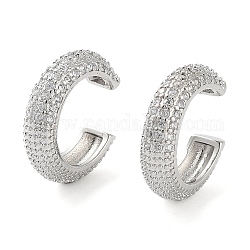 Brass Micro Pave Cubic Zirconia Cuff Earrings for Women, Platinum, 4x15mm