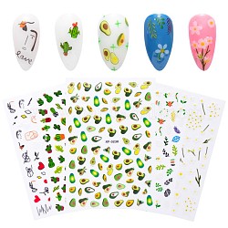 Pegatinas de uñas, autoadhesivo, para decoraciones con puntas de uñas, patrón mixto, color mezclado, 9.5x6.5 cm