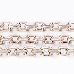 Placage ionique (ip) 304 chaînes porte-câbles en acier inoxydable, chaînes de coupe de diamant, soudé, facette, avec bobine, ovale, or rose, 2x1.2x0.4mm, environ 32.8 pied (10 m)/rouleau
