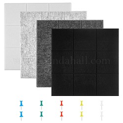 Sound-absorbing Felt Board, Photo Wall Stickers, with Adhesive Back,  Iron Map Pins, for Wall Decoration, Square, Mixed Color, 30x30x0.9cm, 4 colors, 1pc/color, 4pcs/set