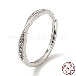 925 anello regolabile da donna in argento sterling con micro pavé di zirconi trasparenti placcati al rodio, platino, misura degli stati uniti 6 (16.5mm)