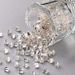 Toho triangolo perline, perline giapponesi, (21) cristallo trasparente rivestito d'argento, 8/0, 3x3x3mm, Foro: 1 mm, su 450 g / borsa