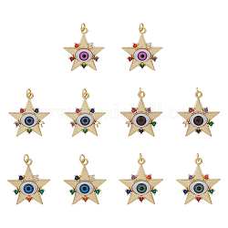 Rectangle dicosmétique avec breloques mauvais œil pendentifs oeil bleu breloques rectangle creux protection des yeux breloques pendentifs en zircone cubique pendentifs en laiton pour la fabrication de bijoux
