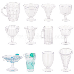 Набор пластиковых мини-чашек, глиняная форма, контейнер для аксессуаров из глины для мороженого, прозрачные, 25~42x21~35x30~50 мм, 12 шт / комплект