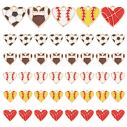 Pandahall elite 50pcs 5 styles pendentifs en alliage d'émail, or, breloque coeur, couleur mixte, 15mm, 10 pièces / style