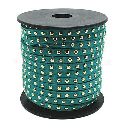 Золотистый алюминиевый обитый шнур из искусственной замши, искусственная замшевая кружева, зелено-синие, 5x2 мм, Около 20 ярдов / рулон