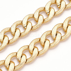 Cadenas de bordillo con textura de aluminio, cadenas de eslabones cubanos facetados con corte de diamante, sin soldar, la luz de oro, 25.5x19.5x5mm