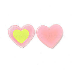 Pendentifs acryliques, avec émail et poudre scintillante, breloque coeur, perle rose, 25.5x29x2mm, Trou: 1.5mm