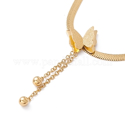 3d mariposa con collar colgante de borla de cadena con cadenas de espiga, chapado en iones (ip) 304 joyería de acero inoxidable para mujer, dorado, 16.50 pulgada (41.9 cm)