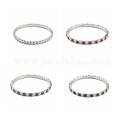 304 Stainless Steel Bracelets, Cubic Zirconia Tennis Bracelets for Women, Platinum, Mixed Color, 1/8 inch(0.4cm), Inner Diameter: 2 inch(5cm)