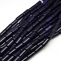 Синтетический синий авантюрин бисер нитей, колонка, 16~18x8 мм, отверстие : 1.5 мм, около 24 шт / нитка, 15.74 дюйм