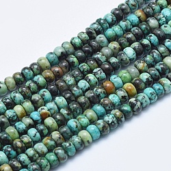 Brins de perles turquoises africaines naturelles (jaspe), rondelle, 6~6.5x3~4mm, Trou: 1mm, Environ 105 pcs/chapelet, 15.7 pouce (40 cm)