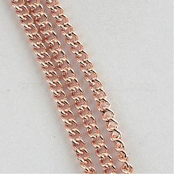 Cadenas del encintado de hierro sin soldar, con carrete, oro rosa, 4x2.7x0.8mm, aproximadamente 328.08 pie (100 m) / rollo