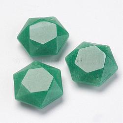 Pendentifs en aventurine vert naturel, hexagone, 28~29x25x9~10mm, Trou: 1.5mm