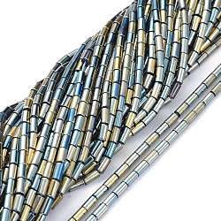 Chapelets de perles en verre électroplaqué, plein plaqué, colonne, multi-couleur plaquée, 4.5~5x2.5mm, Trou: 0.8mm, Environ 75 pcs/chapelet, 14.17 pouce (36 cm)