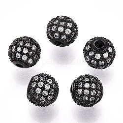 Gestell Messing Zirkonia Perlen, langlebig plattiert, Runde, Metallgrau, 8x7 mm, Bohrung: 2 mm