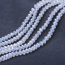 Galvanisieren Glasperlen, imitatorische Jade Perlen, ab Farbe plattiert, facettiert, Rondell, Minzcreme, 6x5 mm, Bohrung: 1 mm, ca. 92~94 Stk. / Strang, 17~17.5 Zoll (42.5~43.75 cm)