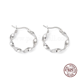925 серьги-кольца из стерлингового серебра с родиевым покрытием, закрутить круглое кольцо, Реальная платина, 23.5x20.5x3 мм