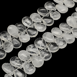 Colgante de cuentas de cristal de cuarzo natural lágrima hebras, cuentas perforadas superiores, 18~19x13~14x6~7mm, agujero: 1 mm, aproximamente 30 pcs / cadena, 7.87 pulgada