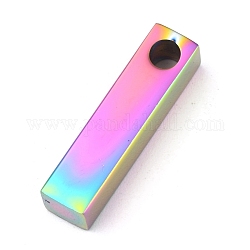 Ionenbeschichtung (IP) 304 Edelstahlanhänger, Rechteck / Balken, Regenbogen-Farb, 20x5x5 mm, Bohrung: 3 mm