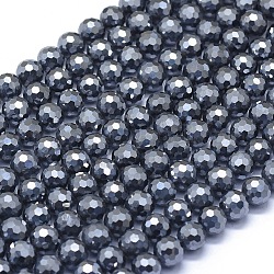 Terahertz Stone Beads Strands, Faceted, Round, 8mm, Hole: 1mm, about 51pcs/strand, 15.35 inch(39cm)