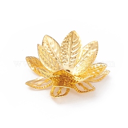 Крышка из гальванического железа, цветок, мульти-лепесток, золотые, 28x13 мм, отверстие : 1 мм