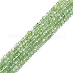 Natürliche grüne Apatit Perlen Stränge, facettiert, Würfel, 2x2x2 mm, Bohrung: 0.6 mm, ca. 182 Stk. / Strang, 15.16''~15.55'' (38.5~39.5 cm)
