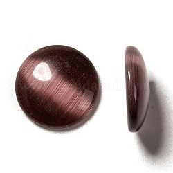 Cat Eye Glass Cabochons, Half Round/Dome, Dark Violet, about 12mm in diameter, 3mm thick
