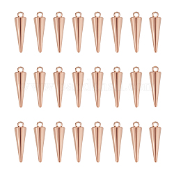 Unicraftale 24Pcs Ion Plating(IP) 201 Stainless Steel Pendants, Cone Charm, Rose Gold, 18.5x5.5mm, Hole: 1.5mm