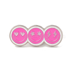 ピンク系エナメルピン  プラチナトーン合金ブローチ服バックパック女性用  笑顔  14x35.5x1.5mm