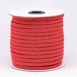 Cordón de poliéster trenzado, tomate, 6x3mm, aproximamente 25 yardas / rodillo