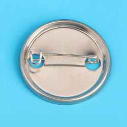 Eisen Sicherheit Brosche Zubehör, leere broschenbasiseinstellungen, mit Eisenstiften, Flachrund, Platin Farbe, 32 mm