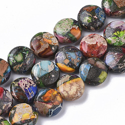 Fili di perle di diaspro imperiale naturale, tinto, rotondo e piatto, colorato, 10x4.5mm, Foro: 1 mm, circa 39~42pcs/filo, 15.35 pollice ~ 16.14 pollici (39~41 cm)