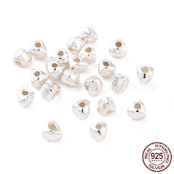 Perles 925 en argent sterling, triangle, couleur d'argent, 3x3x2.5mm, Trou: 0.8mm, environ 166 pcs/10 g