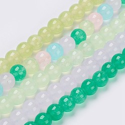 Chapelets de perles de jade blanche naturelle, teinte, ronde, couleur mixte, 6mm, Trou: 0.8mm, Environ 63 pcs/chapelet, 14.5 pouce (37 cm)