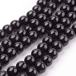 Perle de verre noir perles rondes en vrac pour la fabrication artisanale de collier de bijoux, 8mm, Trou: 1mm, Environ 105 pcs/chapelet