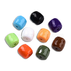 Opake Legierung Perlen, facettiert, Fass, Mischfarbe, 13x13 mm, Bohrung: 2.7~2.8 mm, ca. 290 Stk. / 500 g