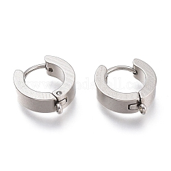 201 Stainless Steel Huggie Hoop Earrings Findings, with Vertical Loop, with 316 Surgical Stainless Steel Earring Pins, Ring, Stainless Steel Color, 15.5x14x4mm, Hole: 1.4mm, Pin: 1mm