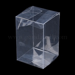 Embalaje de regalo de caja de pvc de plástico transparente rectángulo, caja plegable impermeable, para juguetes y moldes, Claro, caja: 9x9x14.1 cm