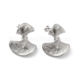 304 Stainless Steel Stud Earrings for Women, Twist, Stainless Steel Color, 24.5x20mm
