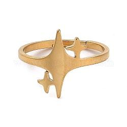 304 verstellbarer Ring aus Edelstahl, Stern, golden, uns Größe 6 1/4 (16.7mm)