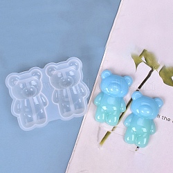 DIY Bear Display Decoration Silicone Molds, Resin Casting Molds, for UV Resin & Epoxy Resin Craft Making, White, 75x97x20mm, Inner Diameter: 65x41mm