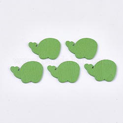Gemalte Pappelholz Cabochons, Elefant, lime green, 18x25x2 mm