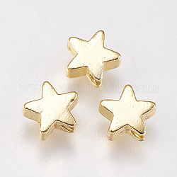Perline in ottone, stella, oro, 4x4x2.5mm, Foro: 1 mm