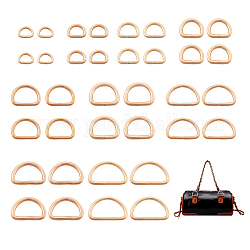 Beadthoven 54Pcs 9 Styles Iron D Rings, Buckle Clasps, Garment Accessories Findings, Light Gold, 15~35x19.5~46x2.8~5mm, 6pcs/style