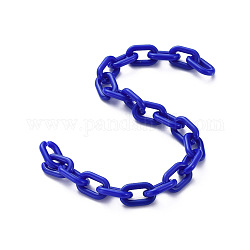 Handgefertigte undurchsichtige Acrylkabelketten, Blau, 15x9x3 mm, 39.37 Zoll (1 cm)/Strang